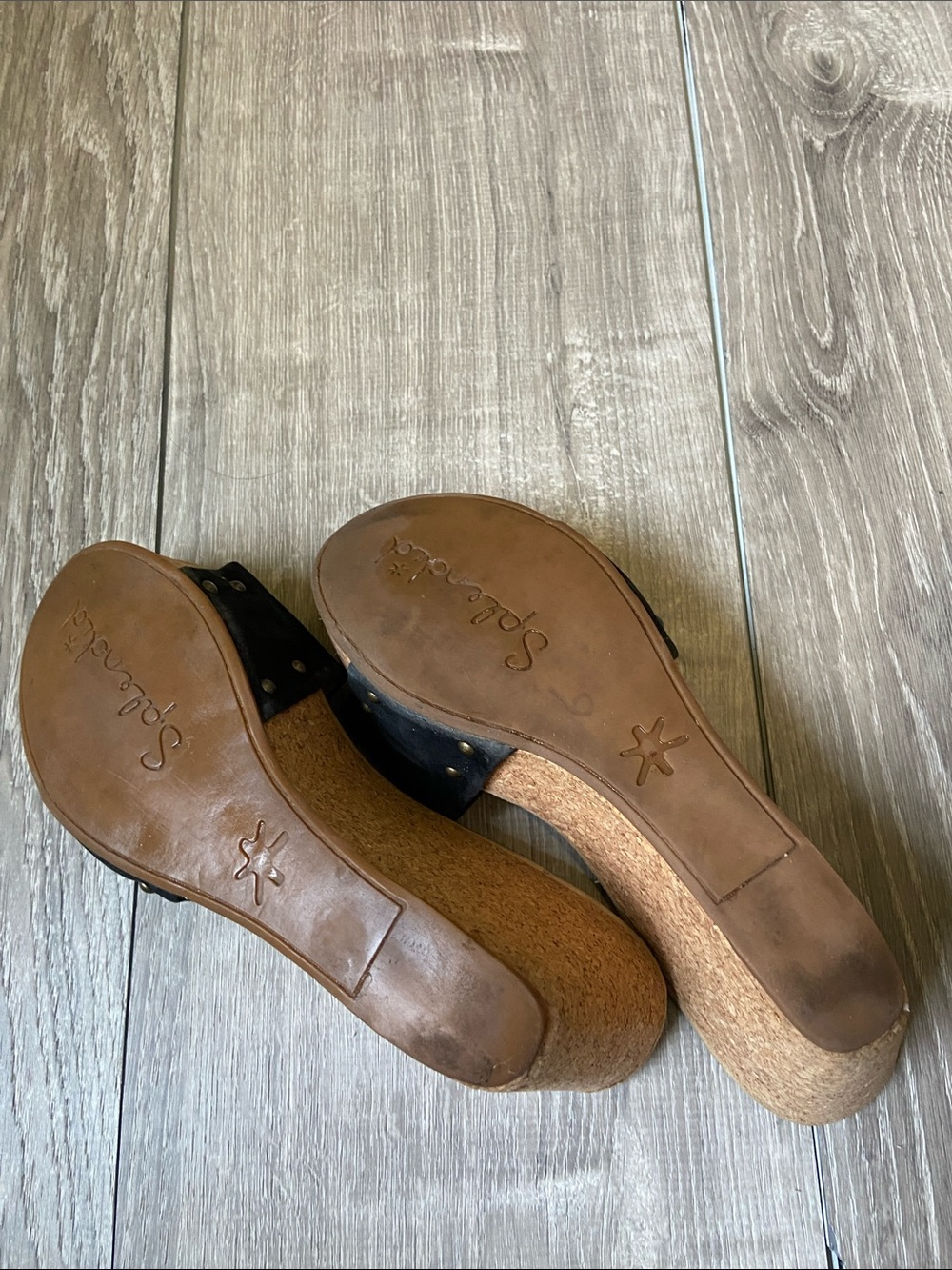 Splendid Black Suede Cork Wedge Slide Sandals - Picture 7 of 7